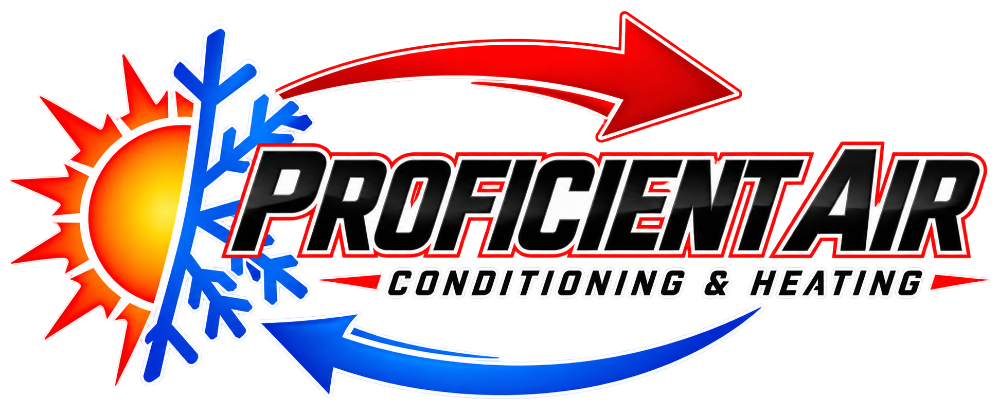 Proficient Air's sun, snowflake, and arrow logo